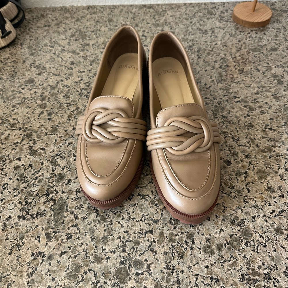 Alexandre Birman Beige Knotted Leather Loafers